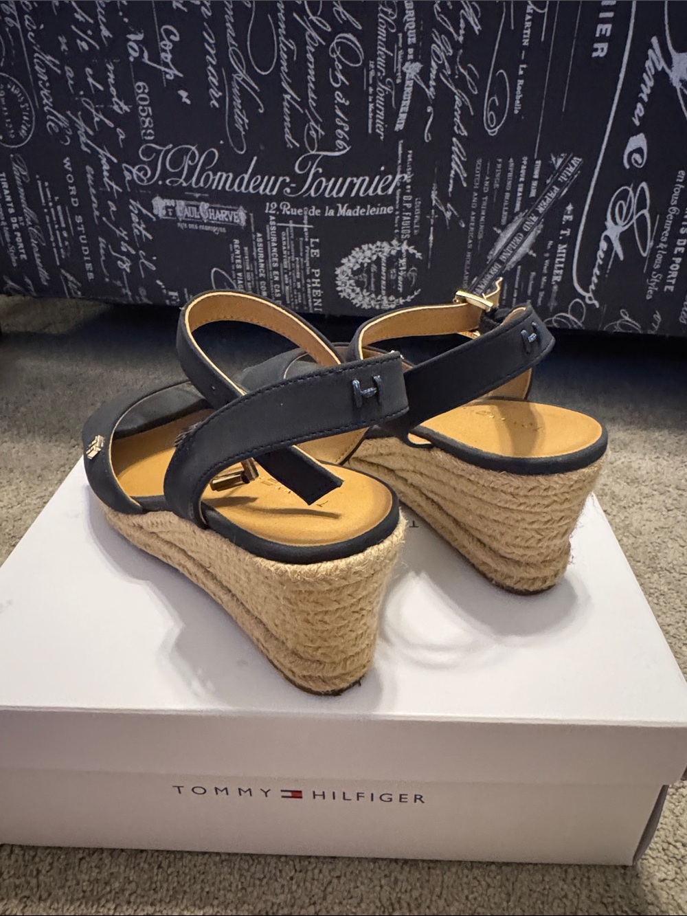 Tommy Hilfiger Navy Espadrille Wedge Sandals with Ankle Strap - Picture 6 of 12